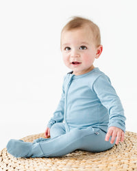 Baby Kids Bamboo Pajamas — Storm Footie — Image 1