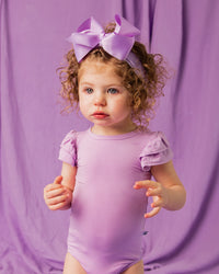 Baby Kids Bamboo Pajamas — Sugarplum Bow Headband — Image 1
