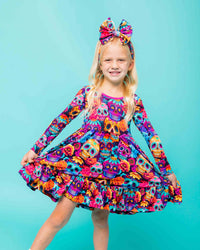 Baby Kids Bamboo Pajamas — Sweet But Deadly Long Sleeve Dress & Shorts Set — Image 1