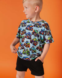 Baby Kids Bamboo Pajamas — Trucks Are My Jam T-Shirt — Image 1
