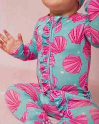 Baby Kids Bamboo Pajamas — Talk to the Shell Convertible Ruffle Romper — Image 1