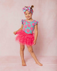 Baby Kids Bamboo Pajamas — Talk to the Shell Short Sleeve Top & Tulle Skort Set — Image 1