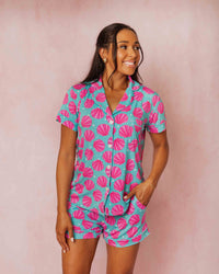 Baby Kids Bamboo Pajamas — Talk to the Shell Women's Collar Shirt & Shorts Set — Image 1