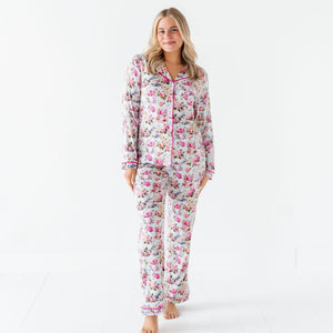 Baby Kids Bamboo Pajamas — Tea-rific Women's Collar Shirt & Pants Set — Image 1