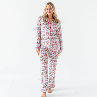 Baby Kids Bamboo Pajamas — Tea-rific Women's Collar Shirt & Pants Set — Image 1
