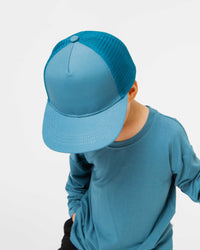 Baby Kids Bamboo Pajamas — Teal It Like It Is Hat — Image 1
