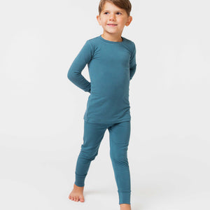 Baby Kids Bamboo Pajamas — Teal It Like It Is Long Sleeve Pajama Set — Image 1