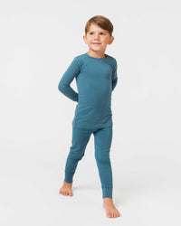 Baby Kids Bamboo Pajamas — Teal It Like It Is Long Sleeve Pajama Set — Image 1
