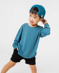Baby Kids Bamboo Pajamas — Teal It Like It Is Long Sleeve Shirt — Image 1