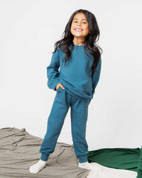 Baby Kids Bamboo Pajamas — Teal It Like It Is Relaxed Fit Jogger Set — Image 1