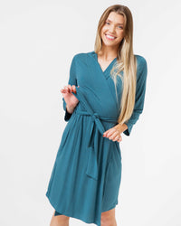 Baby Kids Bamboo Pajamas — Teal It Like It Is Women's Robe — Image 1