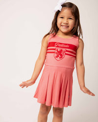 Baby Kids Bamboo Pajamas — Harry Potter™ Team Gryffindor Girls Pleated Dress & Shorts Set — Image 1