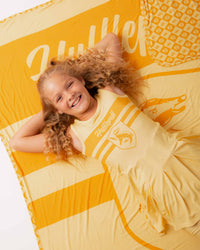 Baby Kids Bamboo Pajamas — Harry Potter™ Team Hufflepuff Bum Bum Blanket — Image 1