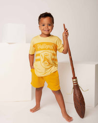 Baby Kids Bamboo Pajamas — Harry Potter™ Team Hufflepuff Short Sleeve T-Shirt & Shorts Set — Image 1