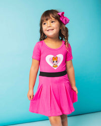 Baby Kids Bamboo Pajamas — The Powerpuff Girls™ Blossom Girls Pleated Dress & Shorts Set — Image 1
