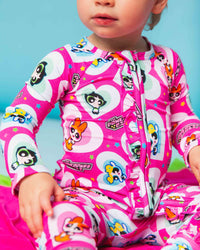 Baby Kids Bamboo Pajamas — The Powerpuff Girls™ Convertible Ruffle Romper — Image 1