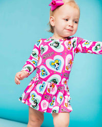 Baby Kids Bamboo Pajamas — The Powerpuff Girls™ Long Sleeve Ruffle Dress — Image 1