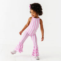 Baby Kids Bamboo Pajamas — Tickle Me Pink Backless Romper — Image 1