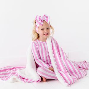 Baby Kids Bamboo Pajamas — Tickle Me Pink Bum Bum Blanket - Plush — Image 1