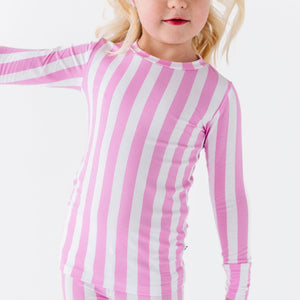 Baby Kids Bamboo Pajamas — Tickle Me Pink Two-Piece Pajama Set — Image 1