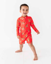 Baby Kids Bamboo Pajamas — Go Get 'Em Tiger Long Sleeve Rash Guard One-Piece Swimsuit — Image 1