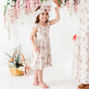 Baby Kids Bamboo Pajamas — Timeless Trellis Girls Dress & Shorts Set — Image 1