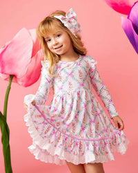 Baby Kids Bamboo Pajamas — Too Fluffin Cute Long Sleeve Party Dress & Shorts Set — Image 1