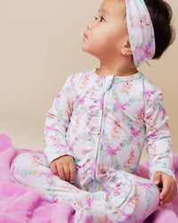 Baby Kids Bamboo Pajamas — Too Fluffin Cute Ruffle Footie — Image 1