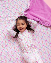 Baby Kids Bamboo Pajamas — Too Fluffin Cute Ruffled Minky Blanket — Image 1