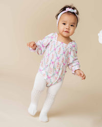Baby Kids Bamboo Pajamas — Too Fluffin Cute Smocked Bubble Romper — Image 1
