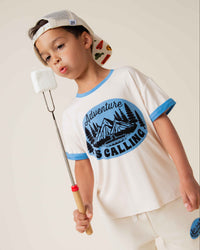 Baby Kids Bamboo Pajamas — Trail Mix Ringer T-Shirt — Image 1