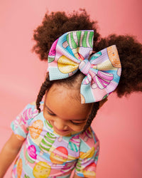 Baby Kids Bamboo Pajamas — Treat Yo'Self Biggie Bow — Image 1