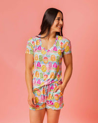 Baby Kids Bamboo Pajamas — Treat Yo'Self Women's Short Sleeve T-Shirt — Image 1