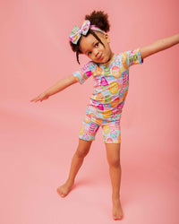 Baby Kids Bamboo Pajamas — Treat Yo'Self Short Sleeve Two-Piece Pajama Shorts Set — Image 1