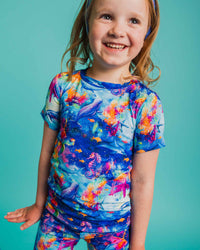 Baby Kids Bamboo Pajamas — Current Crew Short Sleeve Two-Piece Pajama Shorts Set — Image 1