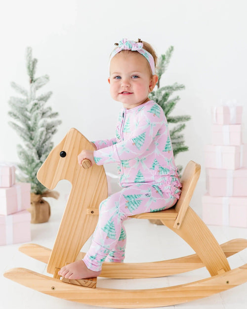 Baby Kids Bamboo Pajamas — Un-fir-gettable Convertible Ruffle Romper — Image 7