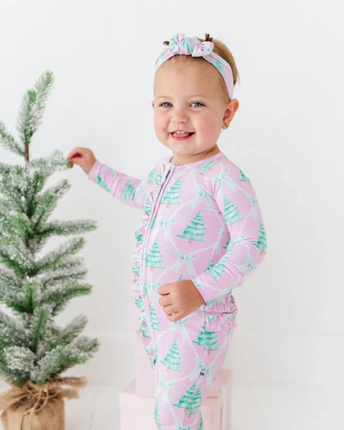 Baby Kids Bamboo Pajamas — Un-fir-gettable Convertible Ruffle Romper — Image 13