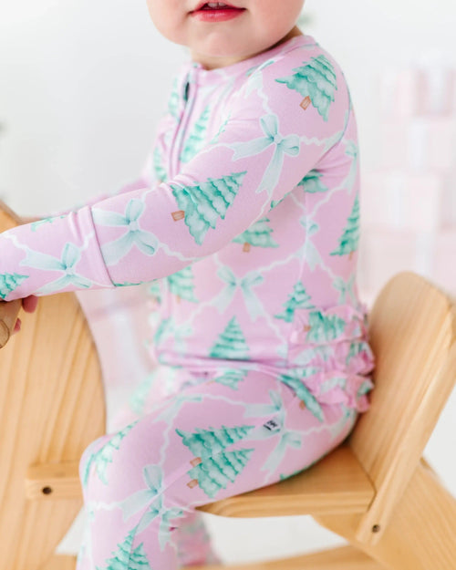 Baby Kids Bamboo Pajamas — Un-fir-gettable Convertible Ruffle Romper — Image 8