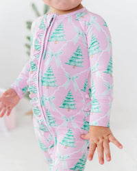 Baby Kids Bamboo Pajamas — Un-fir-gettable Convertible Ruffle Romper — Image 1