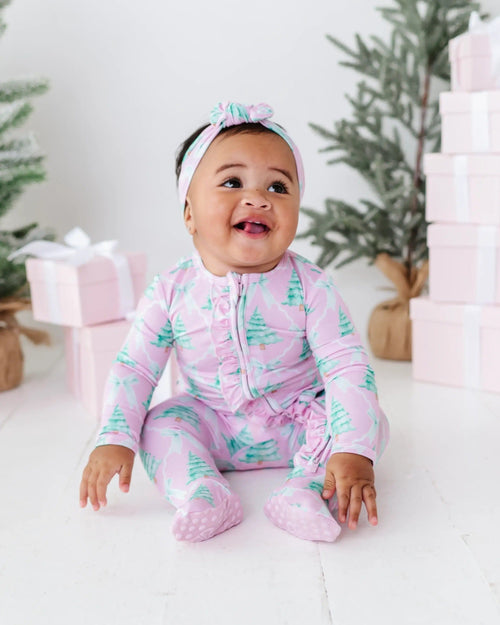 Baby Kids Bamboo Pajamas — Un-fir-gettable Ruffle Footie — Image 10