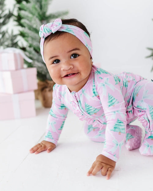 Baby Kids Bamboo Pajamas — Un-fir-gettable Ruffle Footie — Image 11