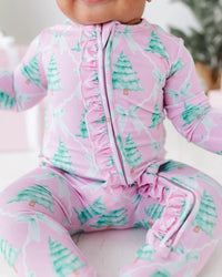 Baby Kids Bamboo Pajamas — Un-fir-gettable Ruffle Footie — Image 1