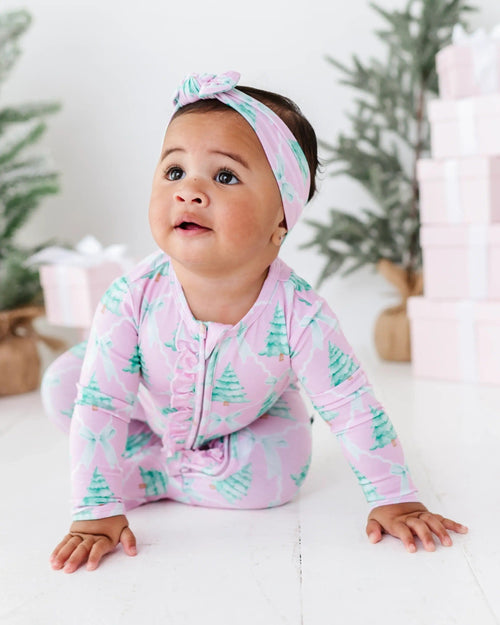 Baby Kids Bamboo Pajamas — Un-fir-gettable Ruffle Footie — Image 14