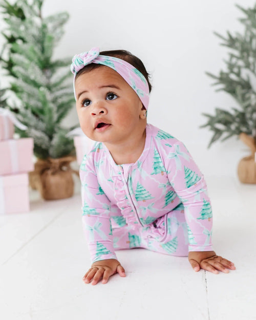 Baby Kids Bamboo Pajamas — Un-fir-gettable Ruffle Footie — Image 15