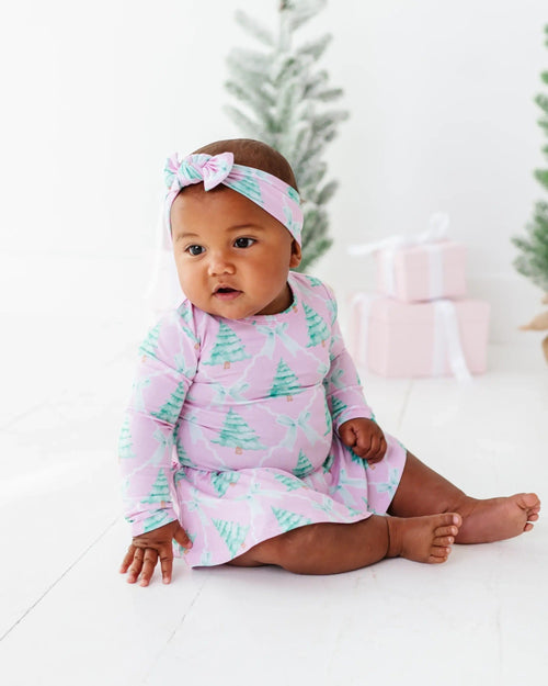 Baby Kids Bamboo Pajamas — Un-fir-gettable Ruffle Dress — Image 13