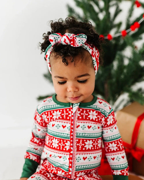 Baby Kids Bamboo Pajamas — Up To Snow Good Headwrap — Image 1