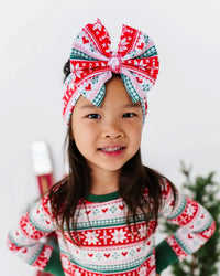 Baby Kids Bamboo Pajamas — Up To Snow Good Biggie Bow — Image 1