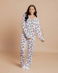 Baby Kids Bamboo Pajamas — Waddle It Be Women's Long Sleeve Collar Shirt & Pants Pajama Set — Image 1
