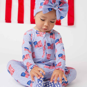 Baby Kids Bamboo Pajamas — Wave the Way Footie — Image 1