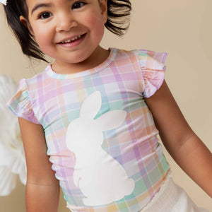 Baby Kids Bamboo Pajamas — Well Plaid Cap Sleeve Top — Image 1